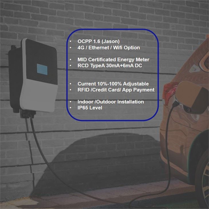 6 7KW 22KW Electric Car Level 2 Smart EVSE 16A 32A OCPP 1.6 AC Commercial  EV Charger type 2